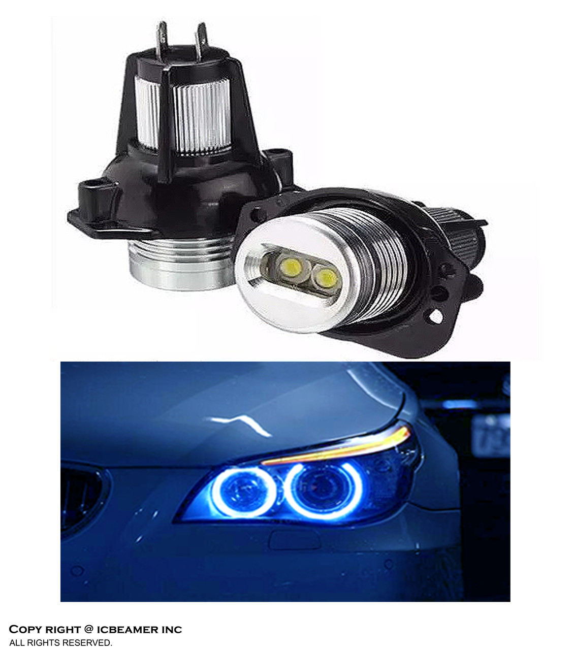 ICBEAMER Fit BMW ANGEL EYE E90 E91 HEADLIGHT HALO RING